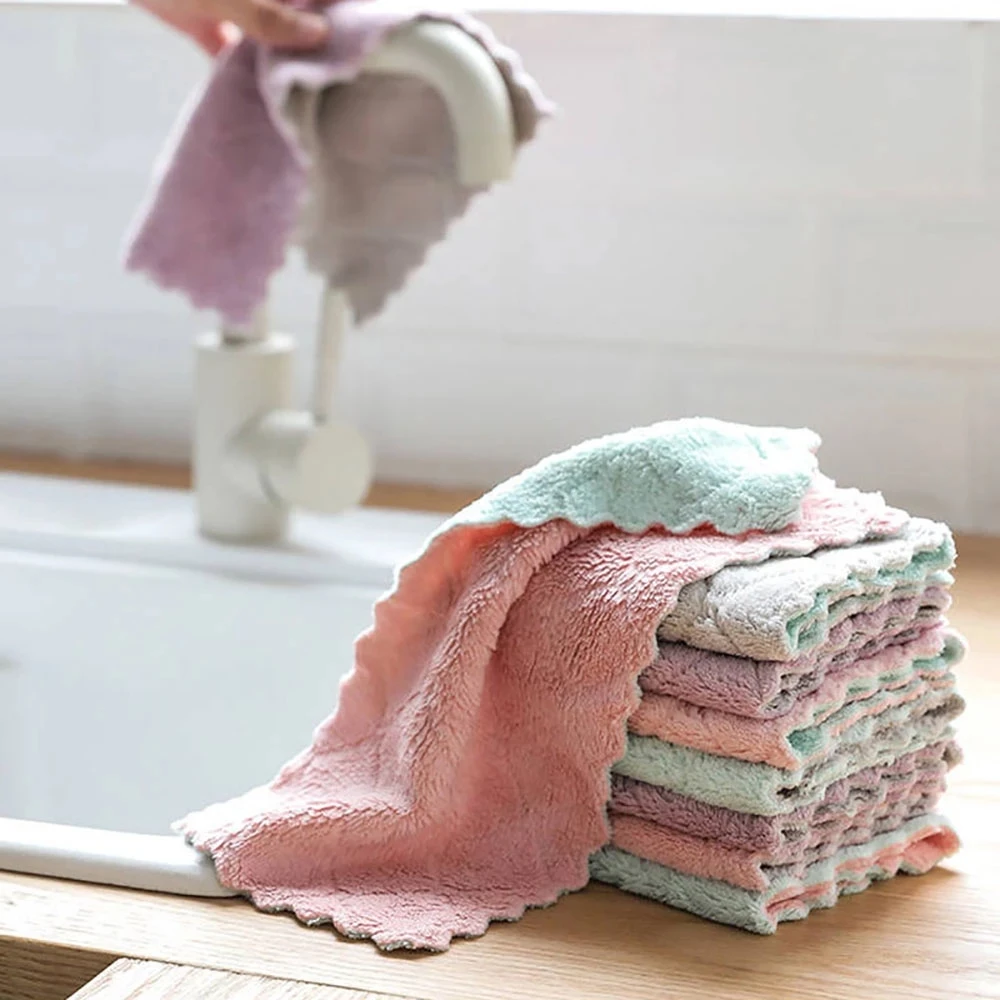 

Scouring pads, dish cloths, lazy rags, kitchen non-sticky oil and water-absorbing Dish Towel Absorbent Wiping Rags