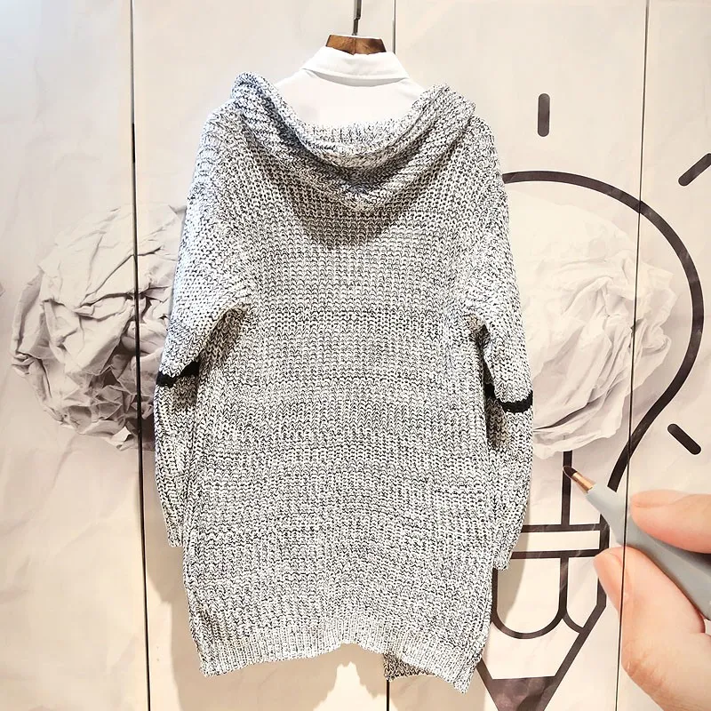 

Fashion Mens Autumn Knitwear Cardigan Mid Long Hoody Sweater Jacket Slim Fit Causal Male Open Stitch Knitted Outwear Cardigans