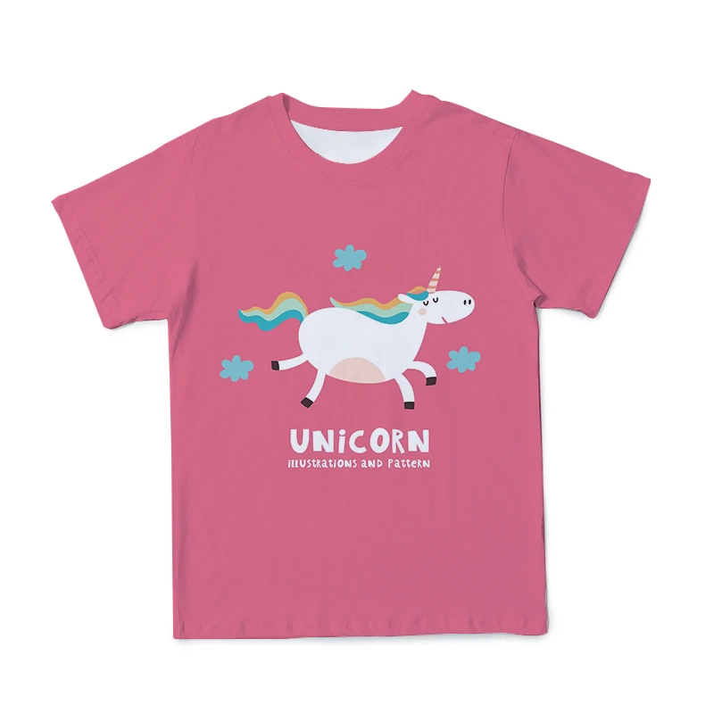 

3d Baby Baby Unicorn Top My Little Baby Cute Girl Pony Girl Clothes Kid Boy Comfortable Quick Dry T-shirt Summer Short Sleeved C
