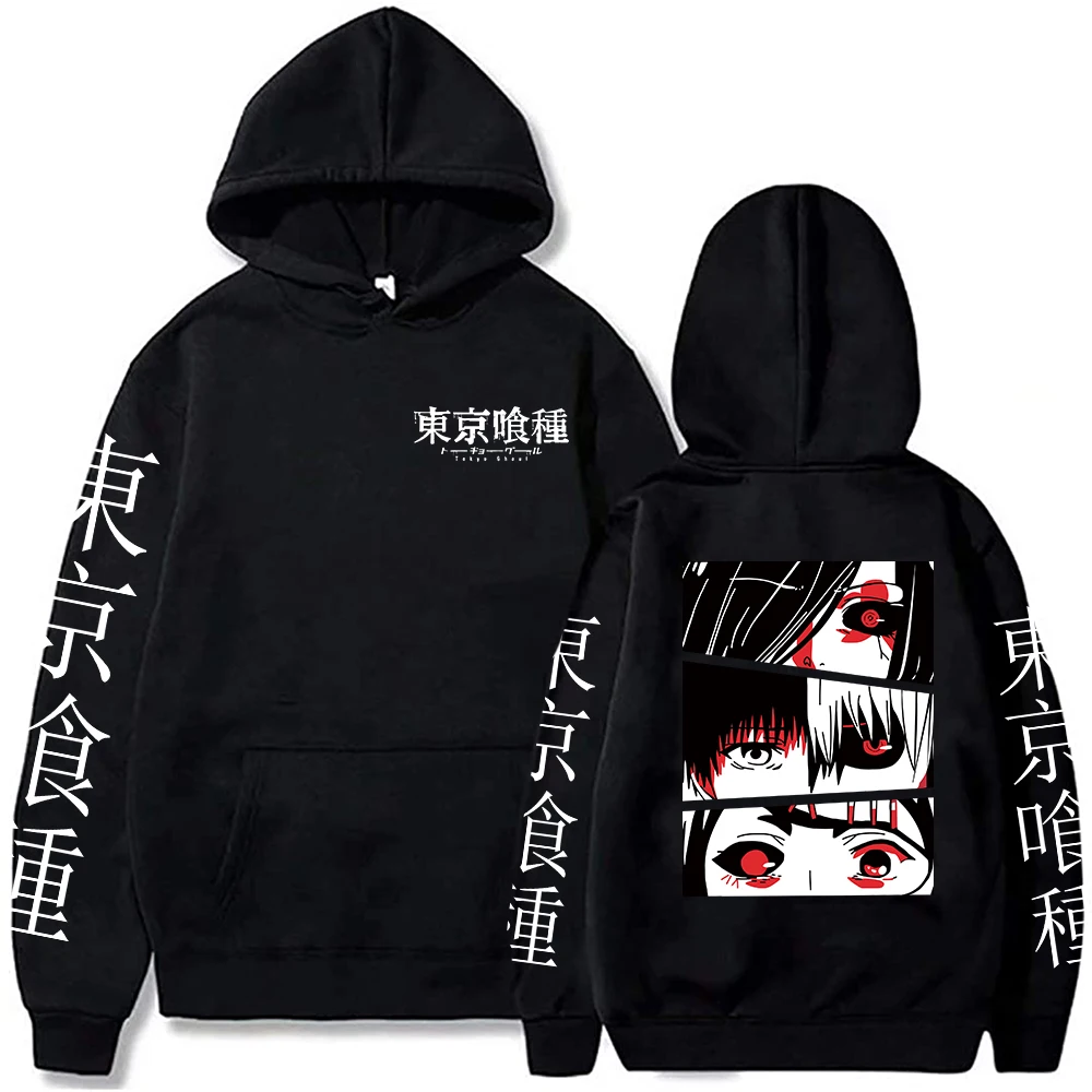 

Men Hoodies Anime Tokyo Ghoul Eyes Ken Kaneki Graphic Pullover Sweatshirts Unisex Oversize Long Sleeve Streetwear Tops