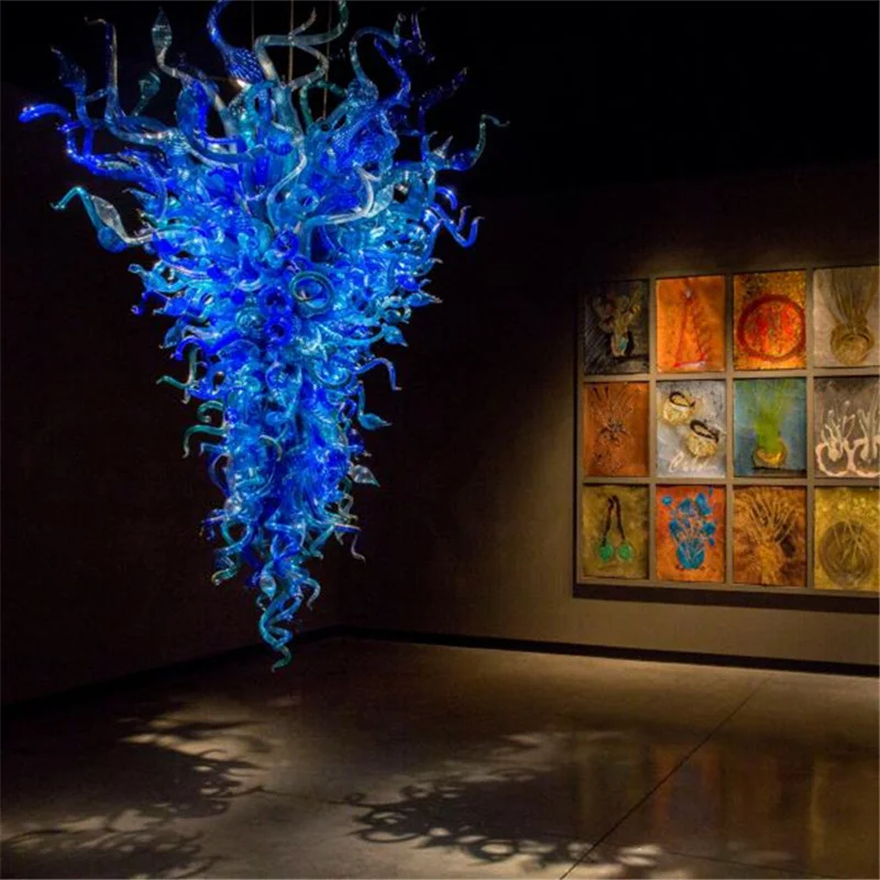 

Indoor Large Blue Murano Glass Chandelier Light Modern Wholesale Hand Blown Glass Luxury Crystal Chandelier lamp