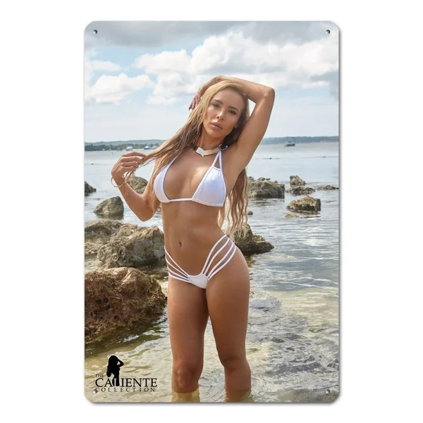 

Amber Emery White Bikini Pinup Photo 12X18 Metal Tin Sign Metal Posters Coffee Metal Tin Sign Stic
