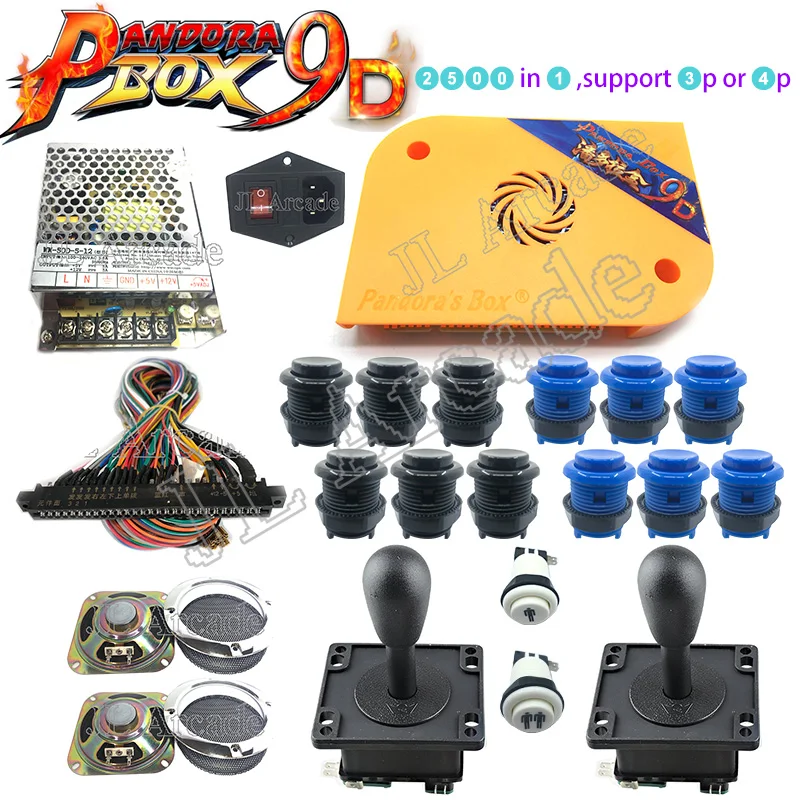 Pandora box 9D 2500 В 1 аркадная версия jamma spelbord HDMI VGA DIY аркадная ktis met джойстик черный колпачок knoppen luidsprekers слот - Цвет: Красный