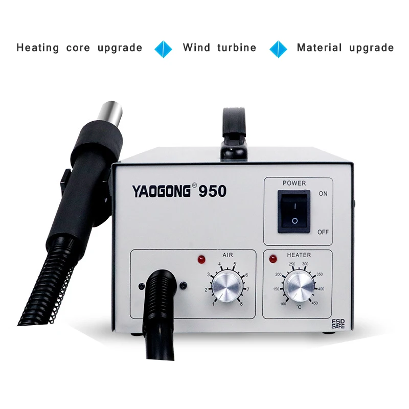 Yaogong 950 Turbine Type Constant Temp Controllable Hot Air Desoldering Station For Mobile Phone Chip Repair Desoldering Station