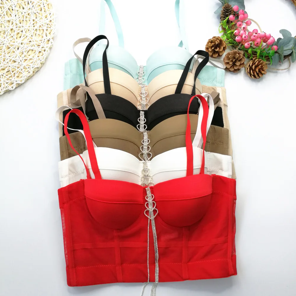 Cupnaya со стразами бахромой Женский однотонный укороченный топ Женская Клубная