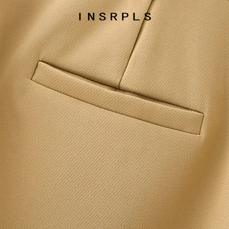 

INSRPLS Women Fashion Side Pockets Straight Shorts Vintage High Waist Zipper Fly Female Short Pants Mujer