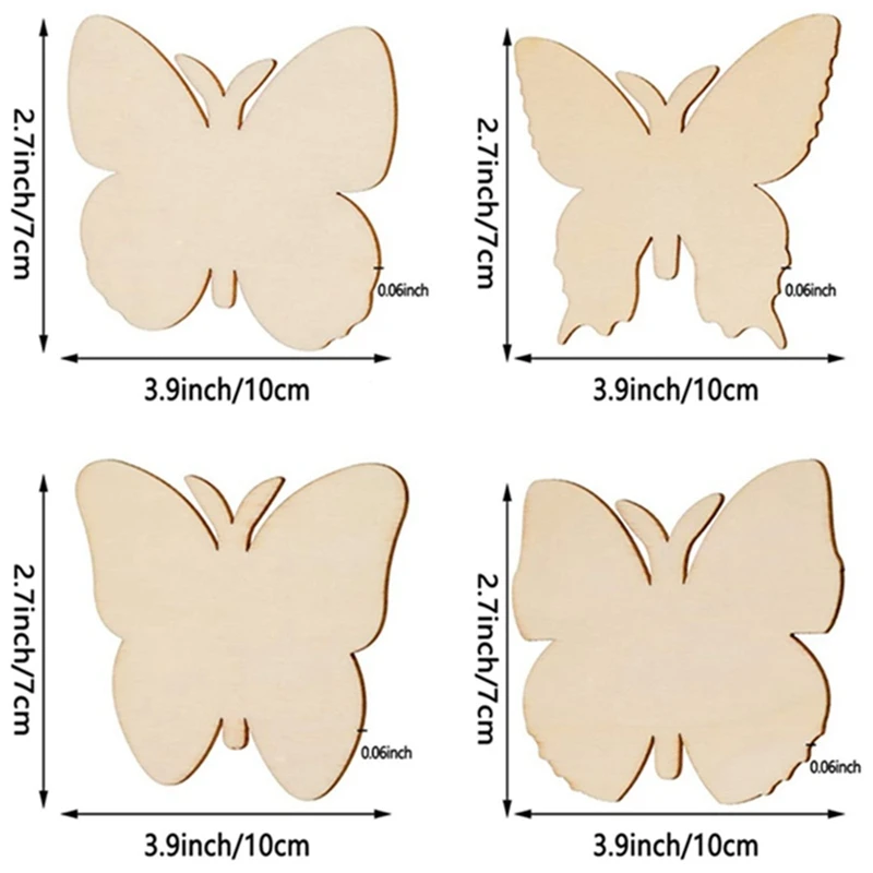 

20/40pc DIY Wooden Butterfly Unpolished Wood Chip-40pcs Wooden Butterfly Shape DIY Figure Afraid Of Painting Supplies Kids Gifts