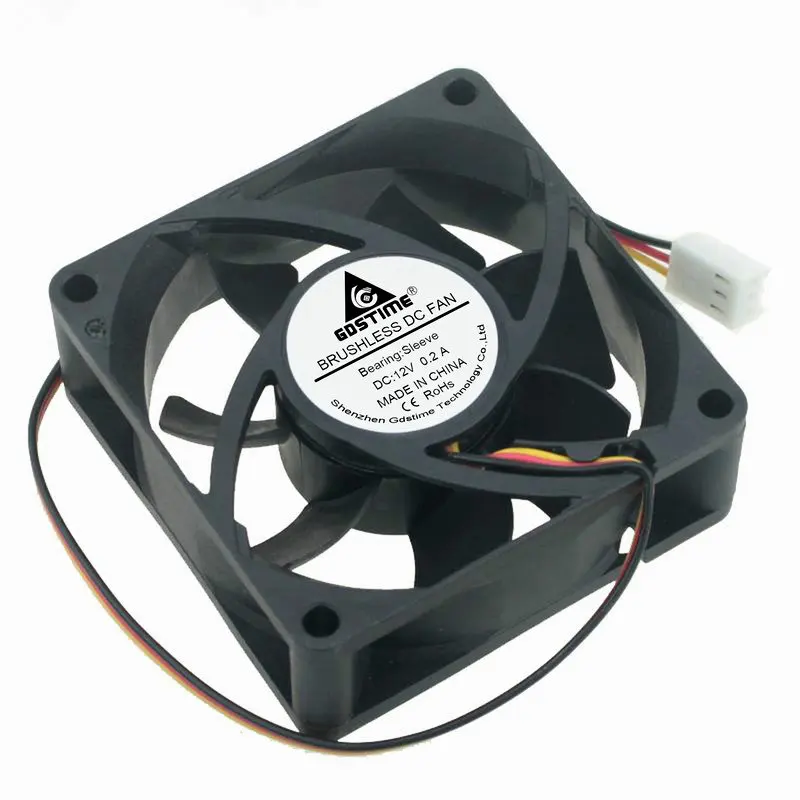 20 штук в партии Gdstime DC 12V 3Pin 7 см 70 мм x 25 7025S мотор компьютер Бесщеточный Охлаждающий