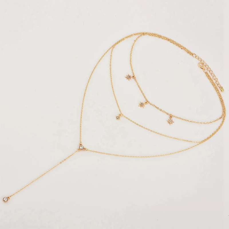 

Diamond Starlight Multilayer Women's Link Necklace-Gold Up to 48cm Fashion Jewelry 2021 New Hot 1pc Party Gift