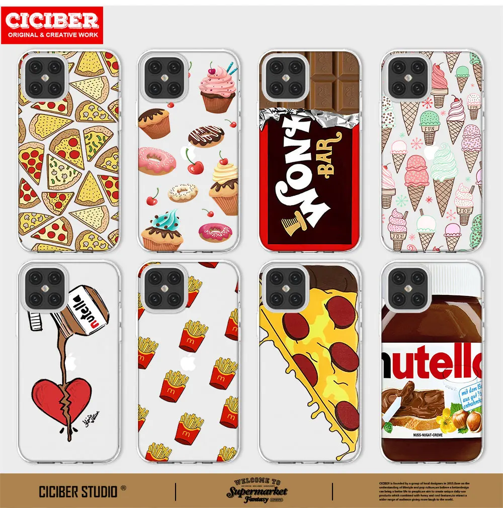 

Funny Food Case For iPhone 11 Case Soft Cover For iPhone 11 12 Pro Max mini XS Max X 8 7 5 SE 2020 6s Plus XR Phone Cases Funda