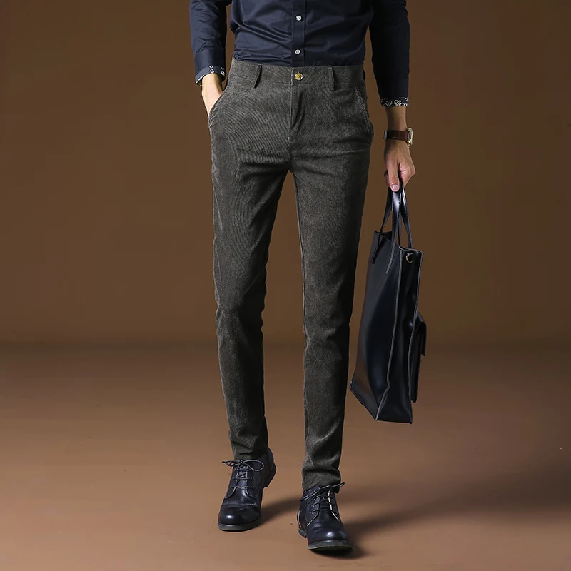 Мужские вельветовые одноцветные брюки/вельветовые брюки мужские деловые