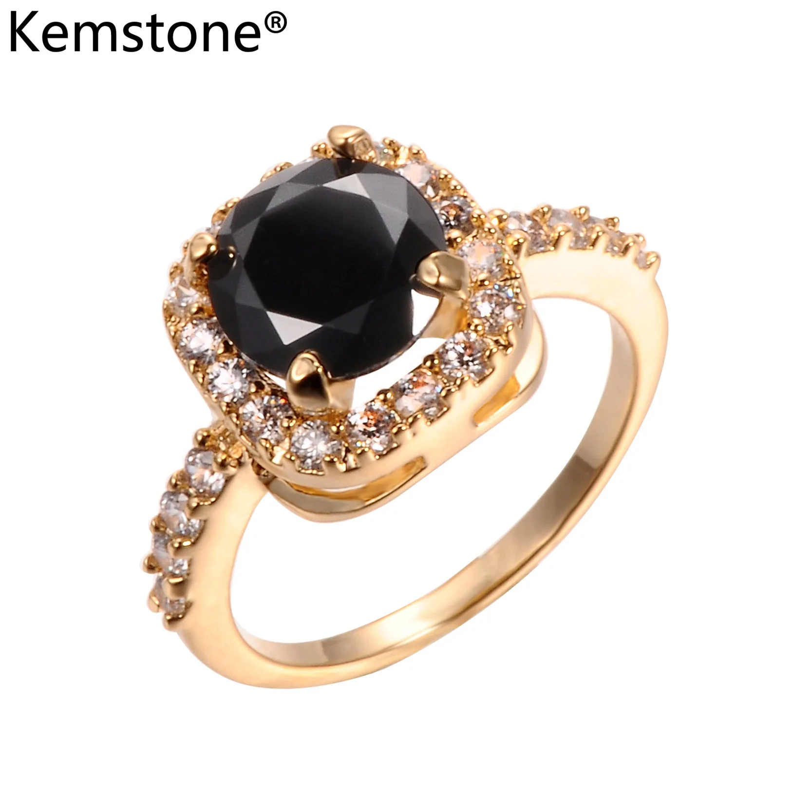 Женское кольцо с квадратным цирконием Kemstone стильное разноцветное медное цвета