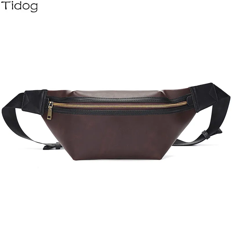 

Tidog New leather waist bag travel fashion leisure chest bag
