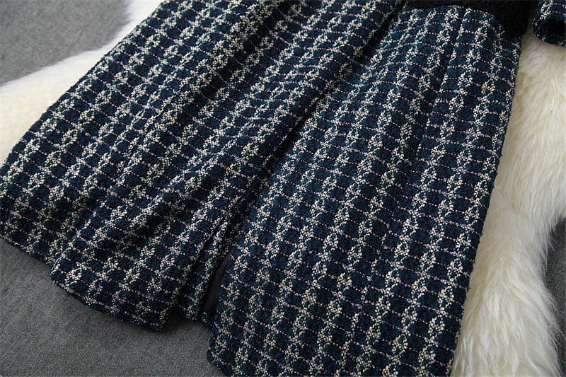 Runway Fashion Winter Tweed Woolen Jackets and Coats Women Elegant Lady Lace Up Vintage Long Wool Blend Overcoat Outerwear