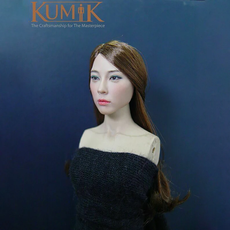 

KUMIK KM037 1/6 весы корейский азиатские Красота женская голова Скульптура модель подходит 12 "Женский белая кожа Экшн фигурки куклы в наличии