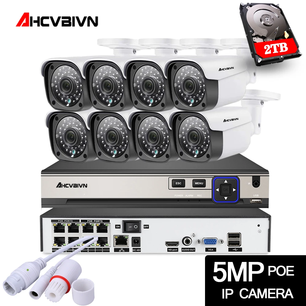 H.265 + система видеонаблюдения 8 каналов 5 МП POE 48 В NVR цифровой видеорегистратор
