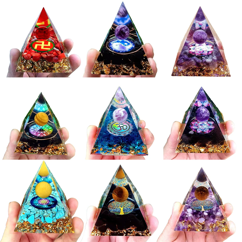 

Счастливый ОРГОН Пирамида фиолетовая Хрустальная Сфера с обсидианом натуральные кристаллы украшения преобразователь энергии для сбора бо...