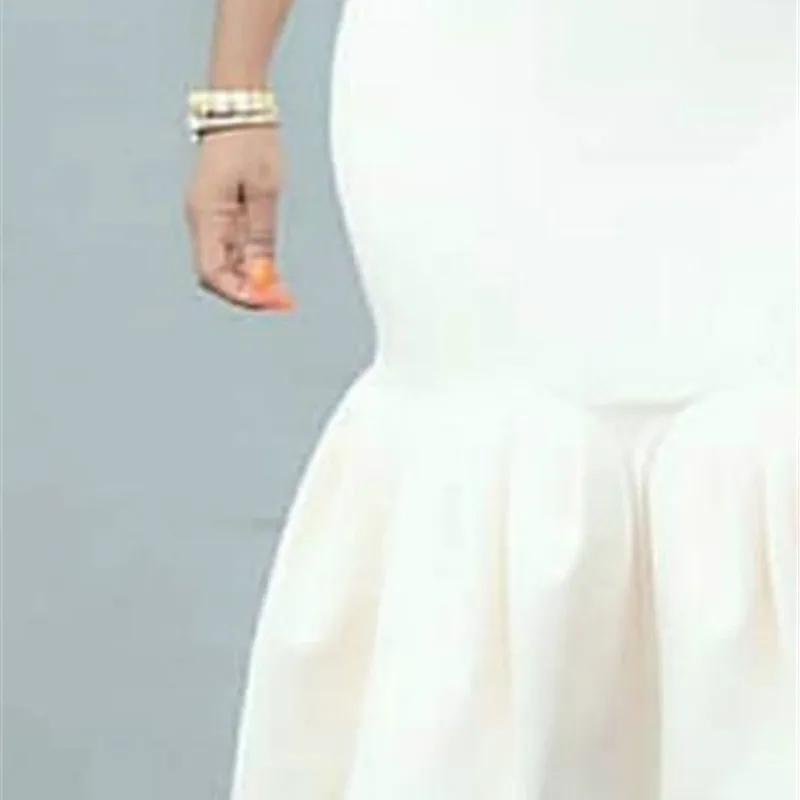 Большой Размеры женские белые Плиссированное юбки Для женщин Русалка Высокая