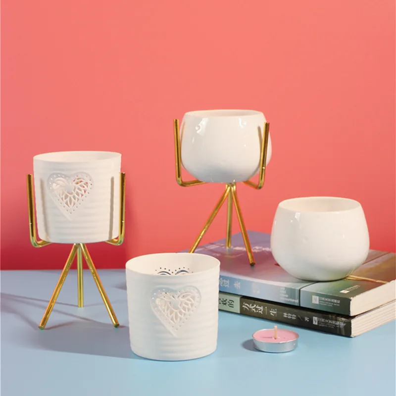 

Nordic Candle Holder Mini Love Heart Ceramic Aroma Burner Essential Oil Lamp Porcelain Holders Stand Home Living Room Decoration