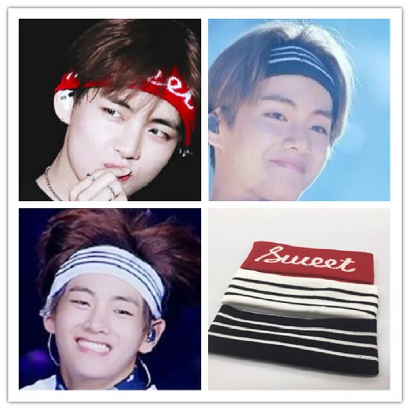 

KPOP Bangtan Boys Kim Tae Hyung V Sports Head Band Trendy Men And Women Yoga Headgear Headband New Korea Group Thank You Card