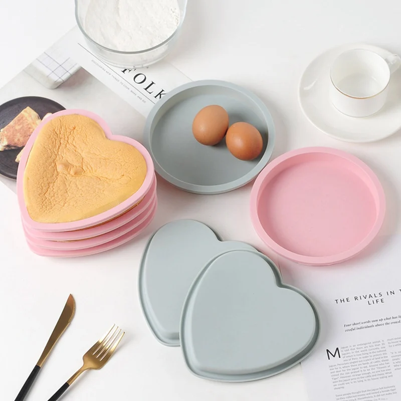 

6 Inch Non-stick Silicone Cake Mold Round Heart Shape Bread Cake Mould Cake Fondant Decoration Tools Kitchen Bakeware
