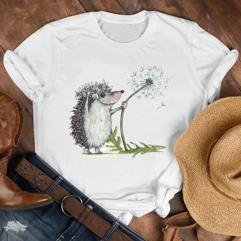 

Women Lady Animal Watercolor Camisas Mujer 90s Cartoon Shirt Clothes Tshirt Tee Womens Top Female Print T Graphic T-shirt