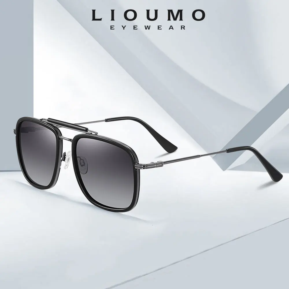 

LIOUMO High Quality Metal Frame Men's Sunglasses Polarized Driving Glasses For Women Gradient Shades lunette de soleil homme