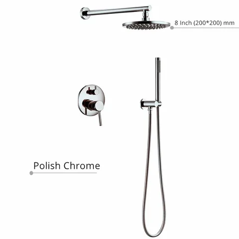 Black Shower System Set Bathroom Faucet Mixer Diverter Tap Brass Ceiling Or Wall Arm Handheld Spray With 8-16" Rian Head