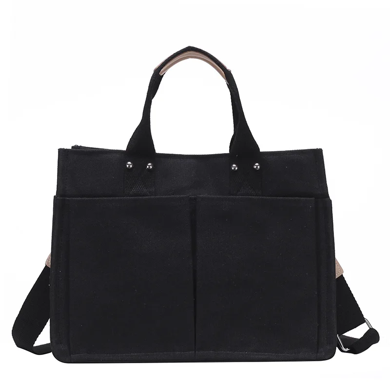 

Korea large capacity casual canvas bag multi-pocket practical shoulder bag portable messenger bag ladies big bag