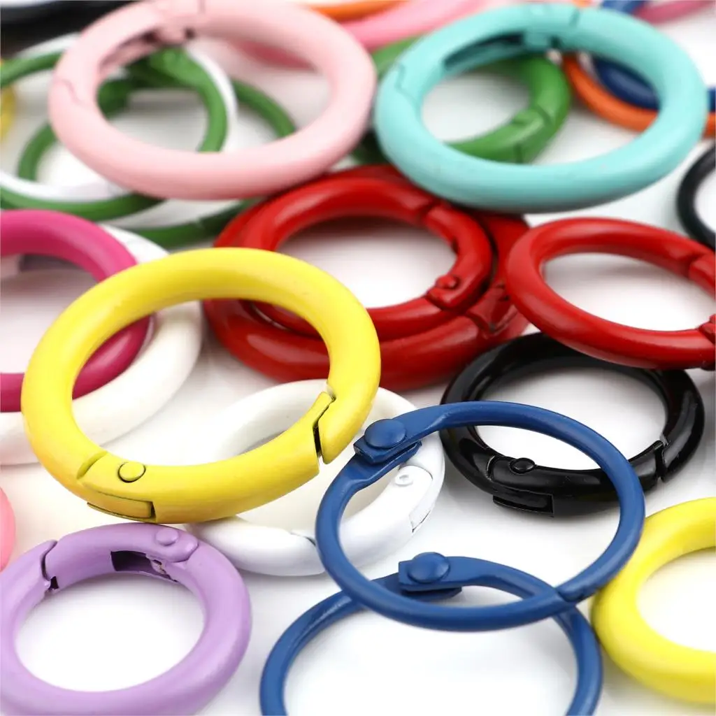 

25mm 30mm 34mm Handmade Iron Alloy Keychain At Random Color Round Keyring DIY Split Car Key Jewelry Making Findings,5-20PCs