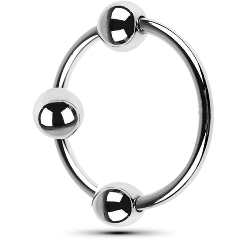 БДСМ три шара из нержавеющей стали головка члена кольцо для пениса увеличение