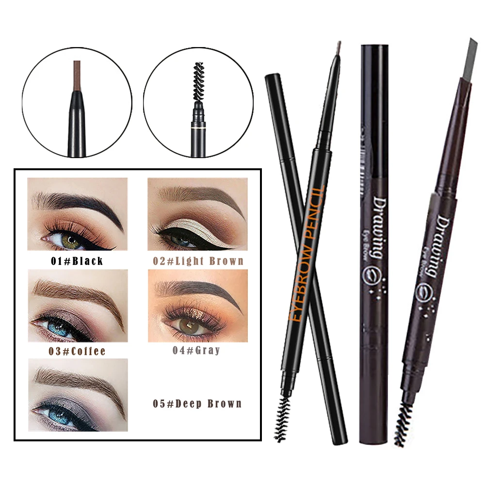 Видимый карандаш для бровей 2 в 1 с двойной головкой 5 мм водостойкий натуральный и