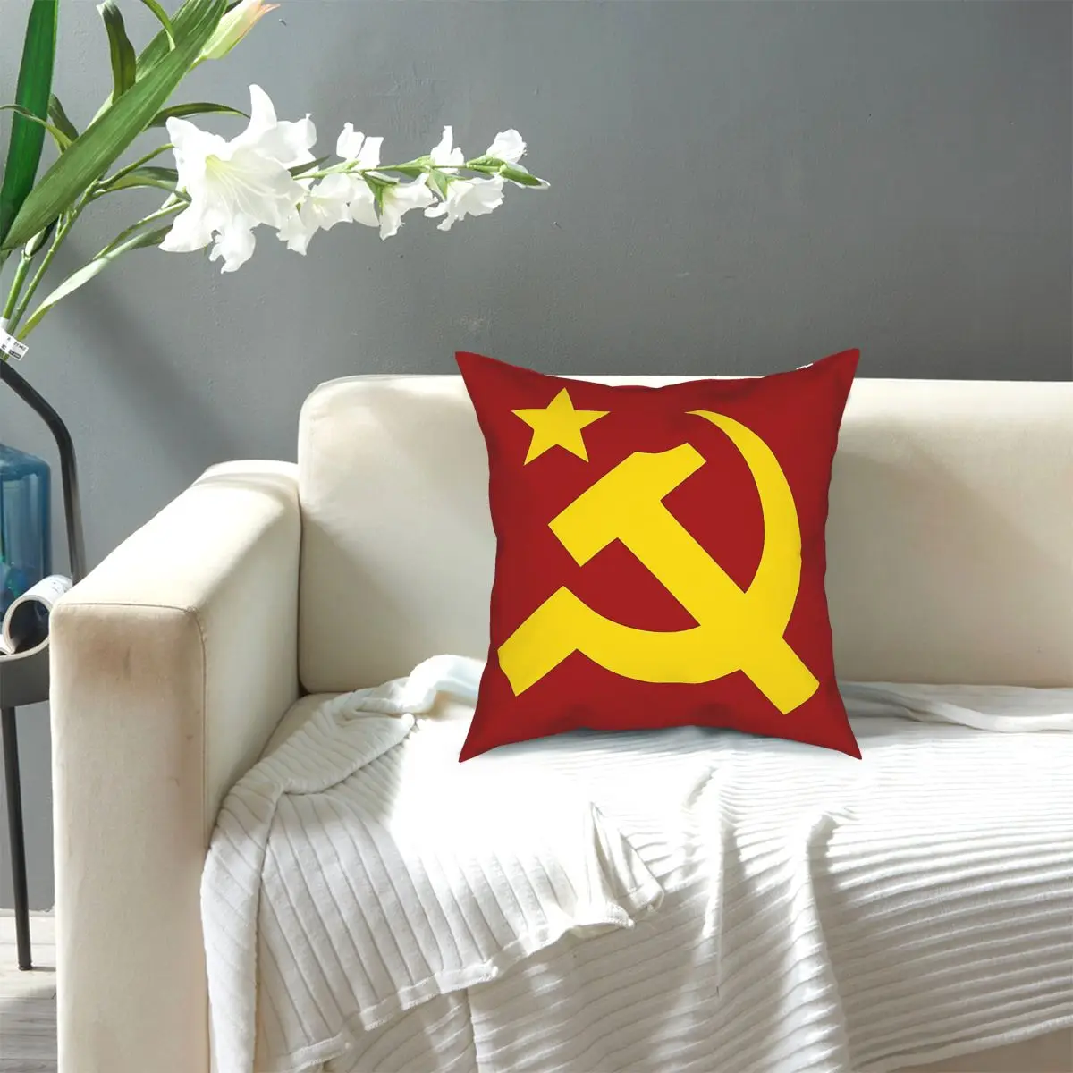 

Communism Hammer Sickle Flag Russia Square Pillow Case Decorative Pillow Awesome Cushion Covers
