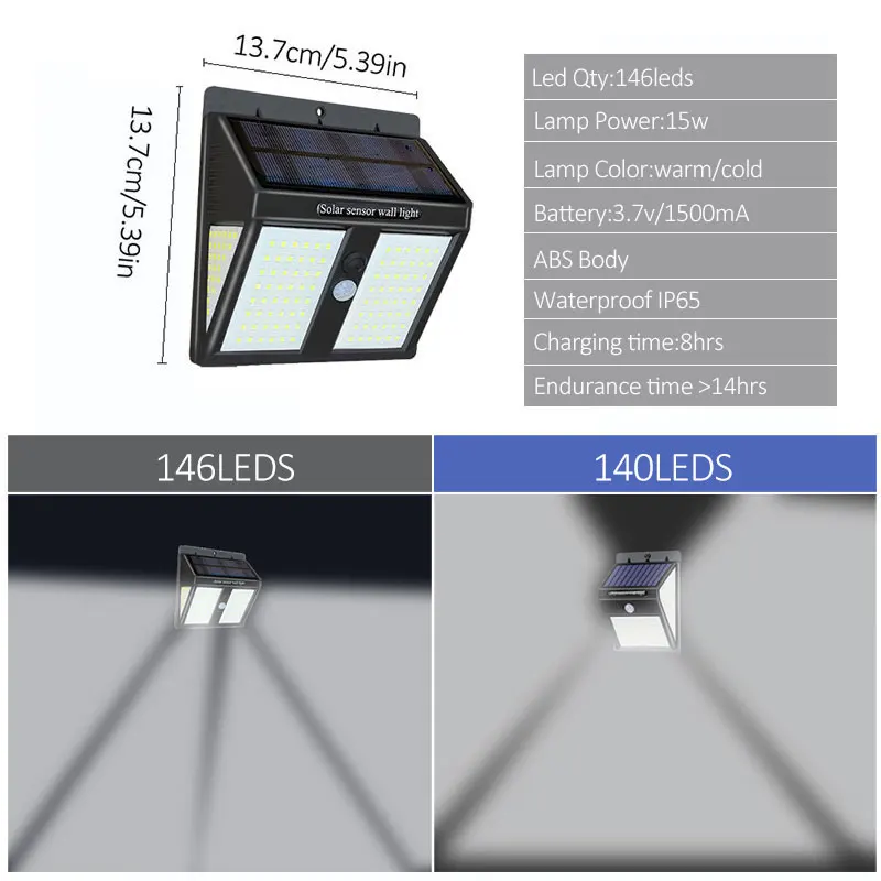 2 шт. светодиодный солнечный светильник 146 уличный на солнечной энергии солнца