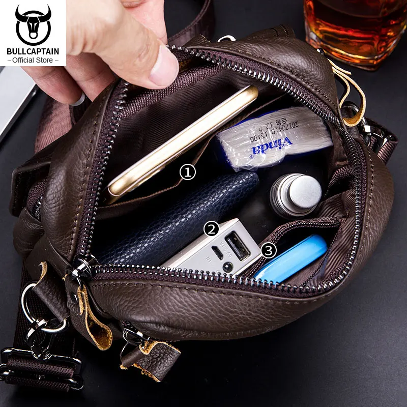 Мужская сумка-мессенджер BULLCAPTAIN кожаная вертикальная сумка на плечо деловая