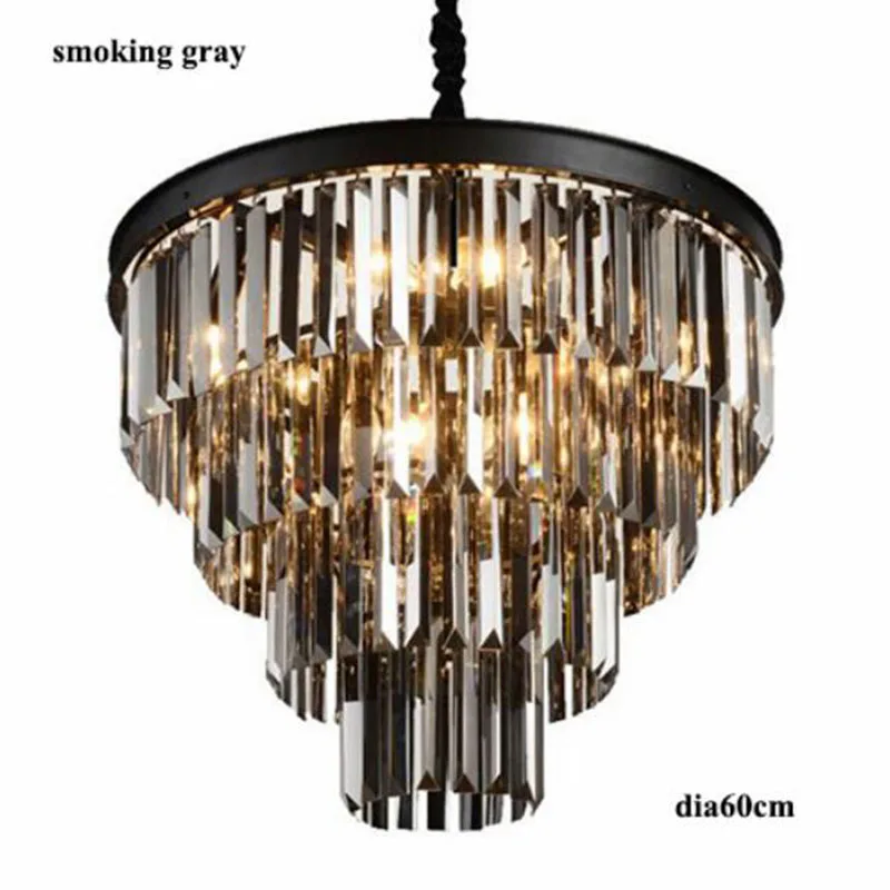 Dia60cm Smoke gray Современные люстры со светодиодными лампочками и металлическим материалом для украшения гостиной осветительный прибор высокого качества с кристаллами - Цвет абажура: Dia60cm Smoke gray