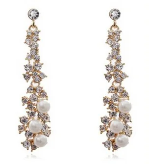 Роскошные Прозрачные Свадебные серьги со стразами элегантные женские из жемчуга