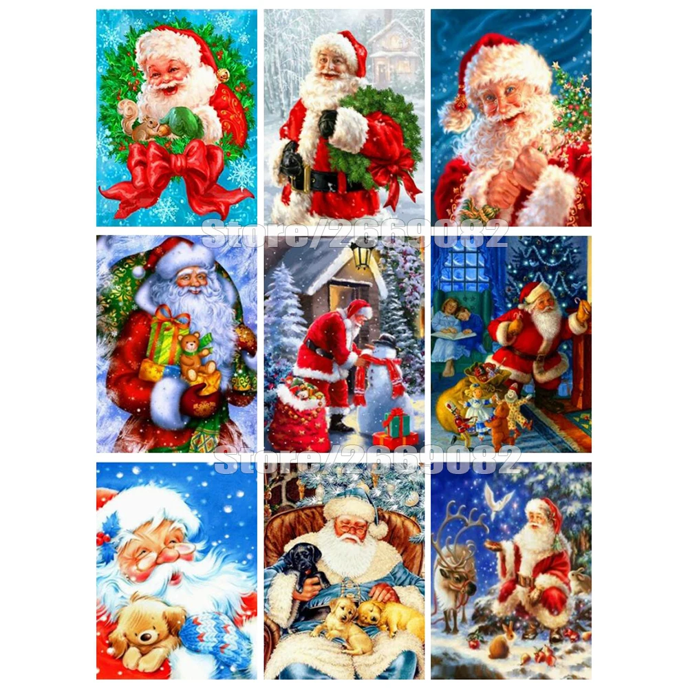 

Алмазная 5D картина «сделай сам», квадратная вышивка Санта-Клауса, Рождественское украшение для дома, вышивка, картина, рождественские подар...