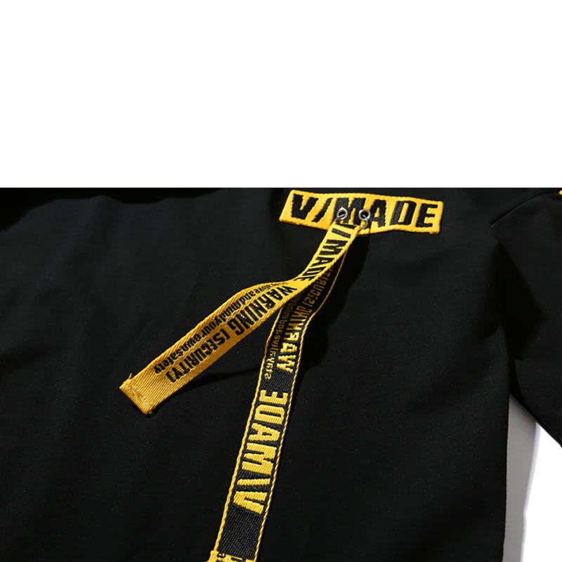 

Hip Hop Pullover Sweatshirt Men 2020 Casual Ribbon Harajuku Sweatshirt T-shirt Cotton Long Sleeve T Shirt Tops Tees
