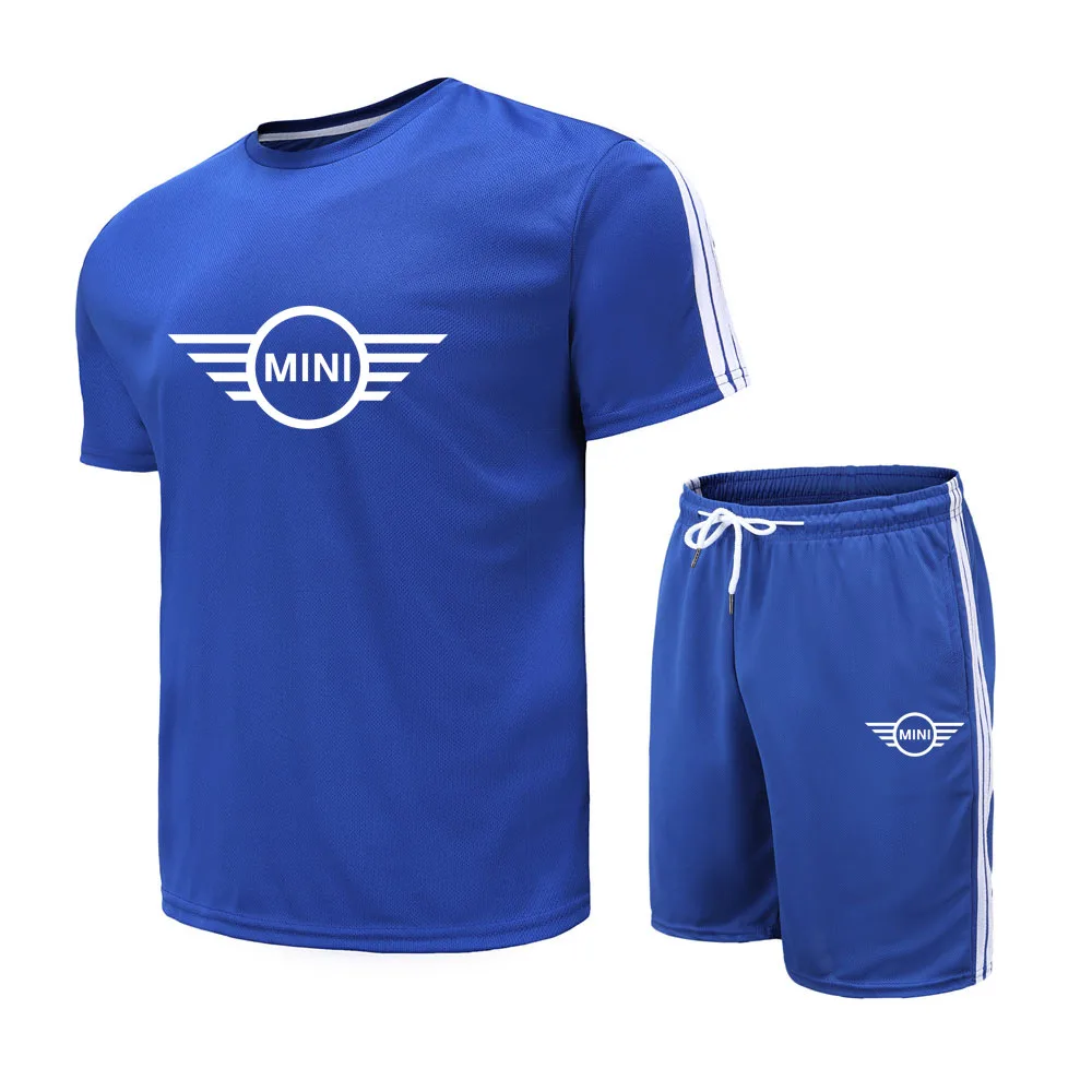 

Men's Summer MINI Printed LOGO Round Neck Short Sleeve + Sports Shorts Casual Breathable Comfortable Suit Male M9