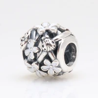 bewill hot sale genuine 100 925 sterling silver hollow white daisy ladybug beads fit original bracelet necklace diy jewelry