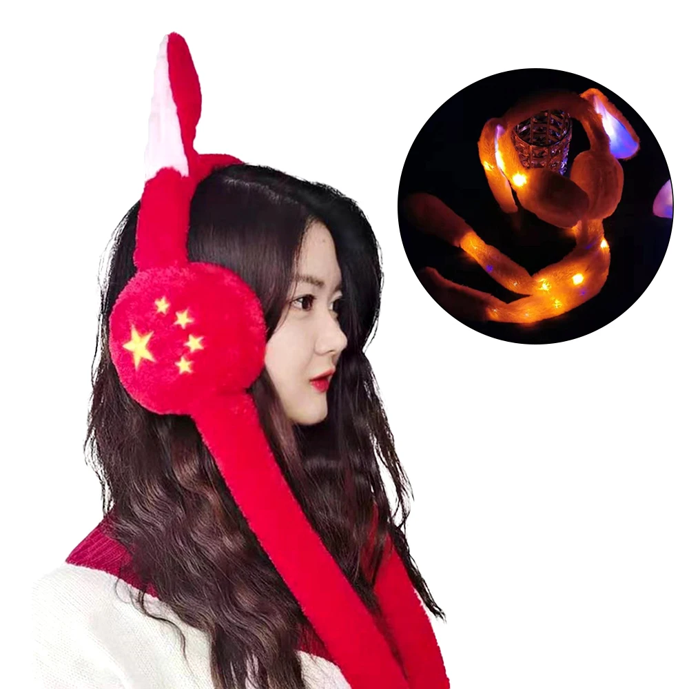 Зимние светодиодные светящиеся движущиеся искусственные бархатные игрушки