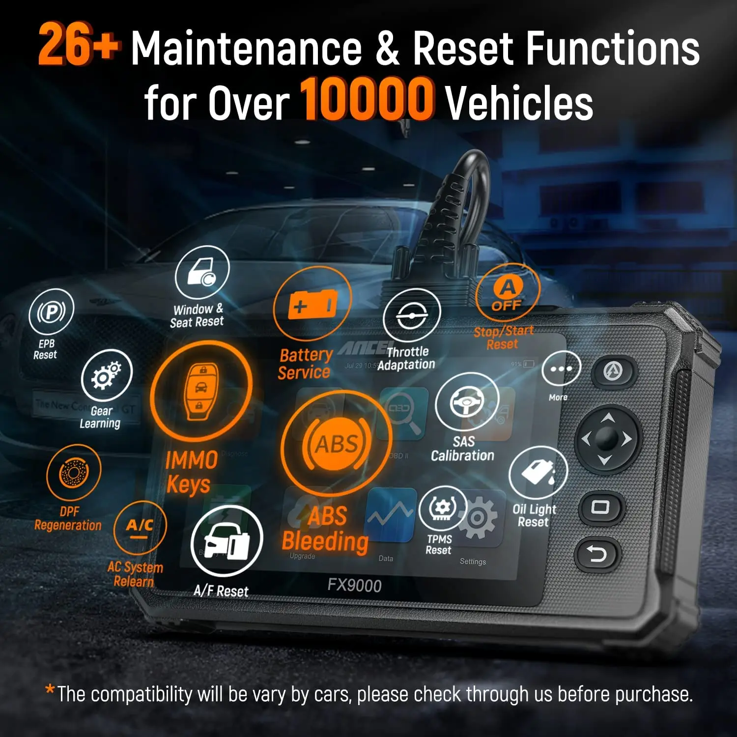 Автомобильный диагностический инструмент Ancel FX9000 OBD2 профессиональный сканер для