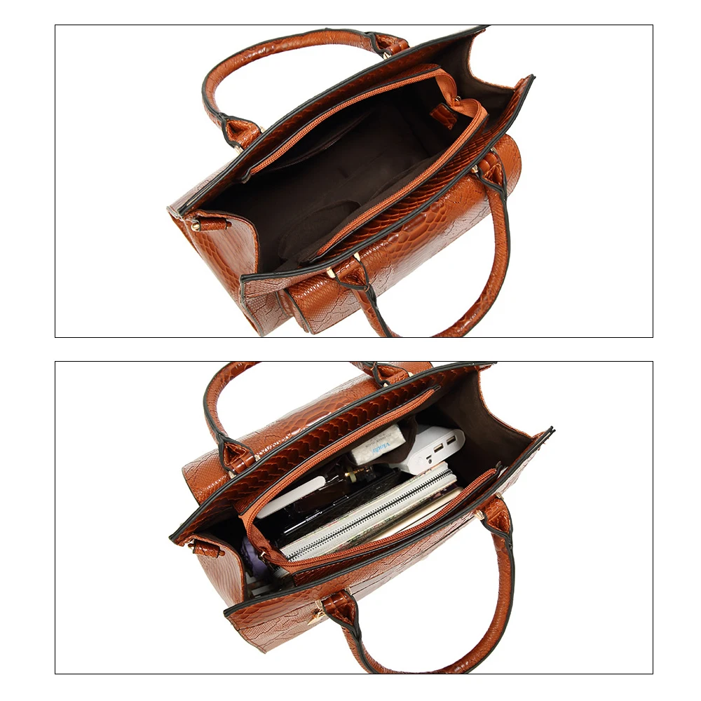 Herald Fashion Serpentine Women Top-handle Bag Female Leather Shoulder Causal Totes High Quality Vintage Ladies' Handbag |