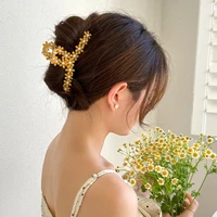 2021 new flowers pearl claw clip for women tough hair claw large size hair clamps claw clip crab hair accessories gift