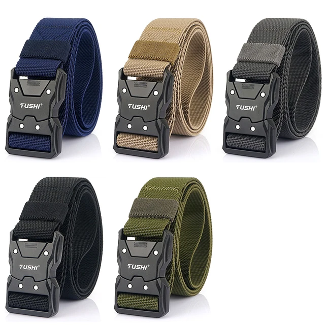 VATLTY Quick Release Elastic Belt Men Hard Alloy Buckle Strong Real Nylon Women Stretch Belt Outdoor Sports Work Belt Male 6