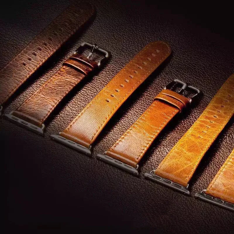 FOHUAS Crazy-horse из натуральной кожи ремешок для часов браслет для apple watch 38мм/42 мм кофейный коричневый