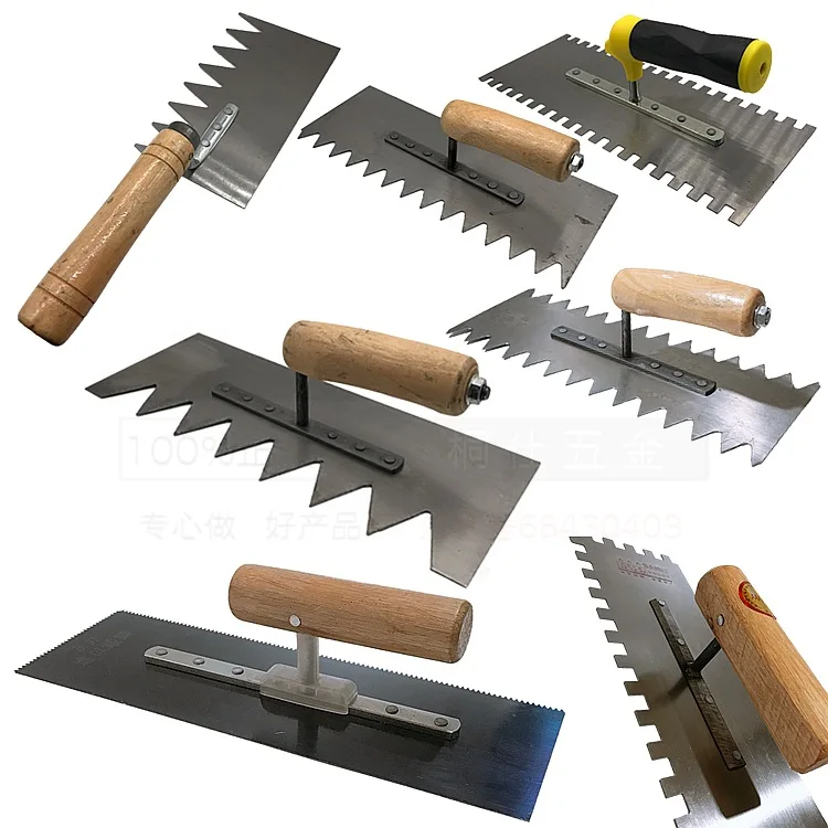 

[Buy 2 Get 1 Free] Thick Manganese Steel Gray Knife Toothed Plastering Trowel Bricklayer Push Knife Bricklaying Trowel Tile Tile