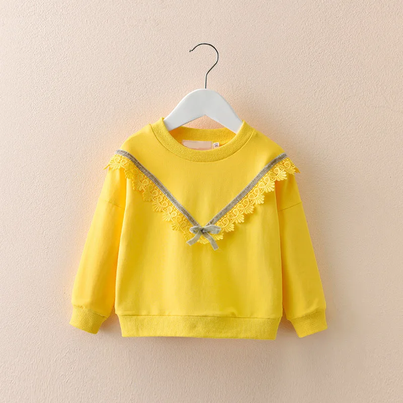picture color 03 Lememogo Spring Fall Winter Baby Girls Shirts Clothing Kids Cartoon Solid Pink Long Sleeve Lace Bow Tops Toddler Gift Clothes - Цвет: picture color 03