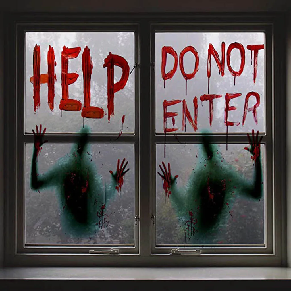 

2PCS Halloween Masquerade Party Haunted Houses Decoration Window PosterWallpaper stickers for creative home decor